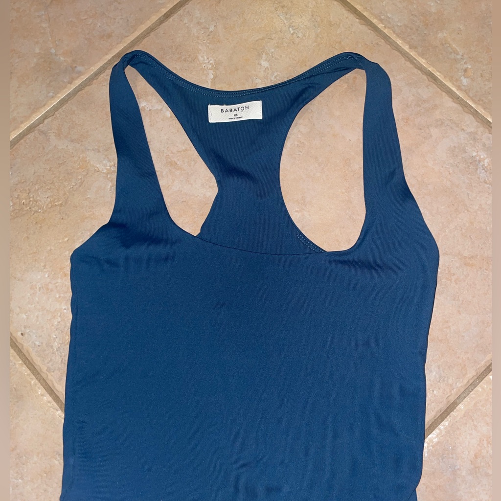 Babaton Aritzia Revolve Women’s Crop Tank Top Shirt Ribbed Gym Active Xs Blue